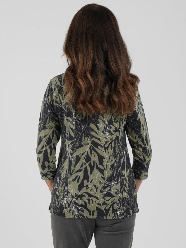 TIGI-Wear Dark Jungle Leaf Print Top