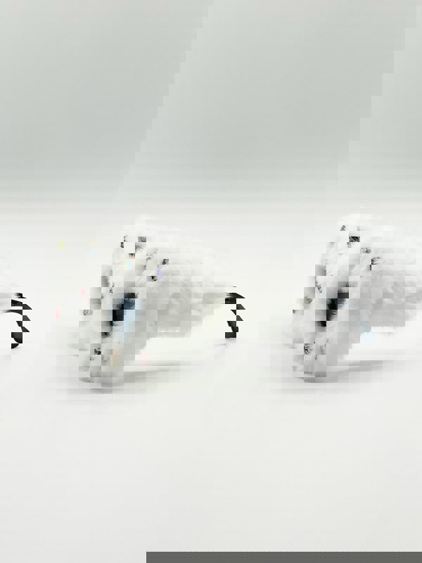 SVNX Faux Fur Cateye Sunglasses with Multicoloured Gems