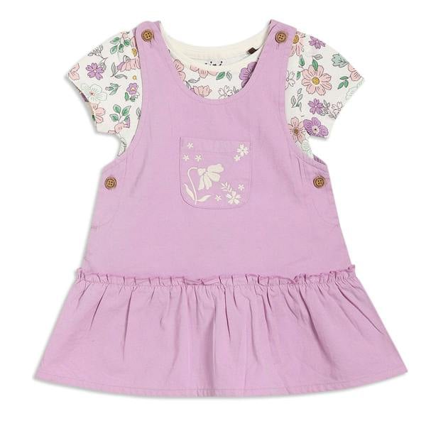 Mini Cuddles Baby Girls Floral 2pc Pinny Set, Multicolour