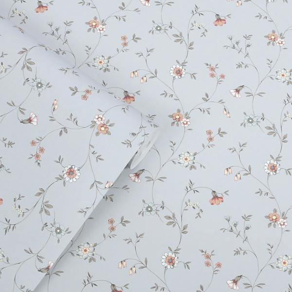 Laura Ashley Leonie Trail Chalk Blue Wallpaper
