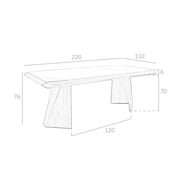 Angel Cerdá Rectangular porcelain marble and walnut dining table 1106