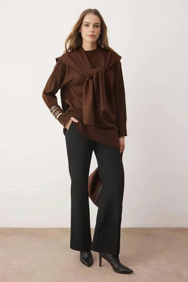 WOVCOR Shawl Collar Detail Knit Sweater