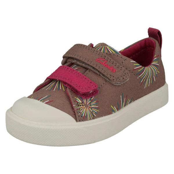 Clarks Childrens Clarks Pattern Detailed Light Weight Canvas Shoes City Bright