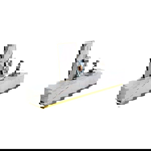 Demelza TV Stand Set With Coffee Table, Gold Base, Sintered Stone-Ritconcept-Rit Concept