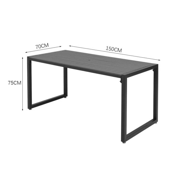 6 - Person 150cm Long Iron Outdoor Dining Set Garden Table and Bench Outdoor Seating Living and Home Grey Only Table