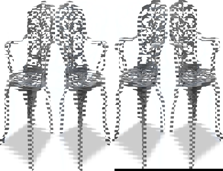 Centurion Supports Bangui Grey 2-Large Garden and Patio Chairs with Armrests in Cast Aluminium