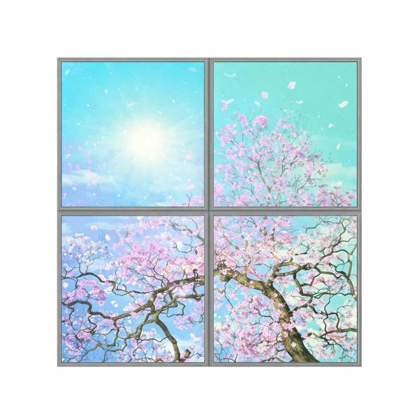 ENER-J 60x60cms SKY Panel with Cherry blossom trees 2D Effect (4 pcs set)