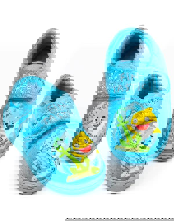 Baby Shark Boys Blue Fin-Tastic! Velcro Loafer Slippers