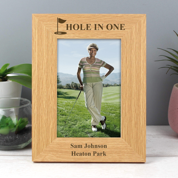 Personalised Memento Company Personalised Oak Finish 6x4 Golf Photo Frame