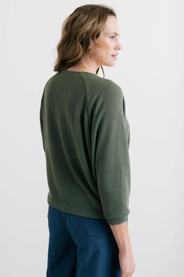 Lily & Me Rewilding Batwing Jumper Laurel Green
