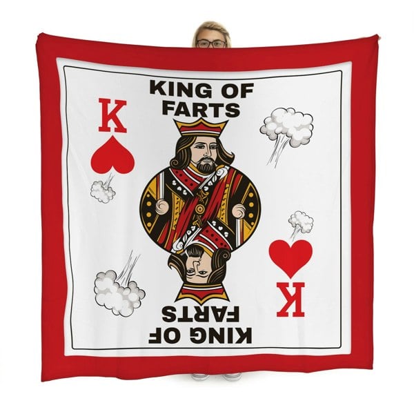 BritishmadeGifts King of Farts Card - Luxury Fleece Blanket 150cm X 150cm