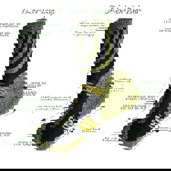 Anysox 5 Pairs One Size 5-11 Grey Green Cotton Compression Trekking Socks