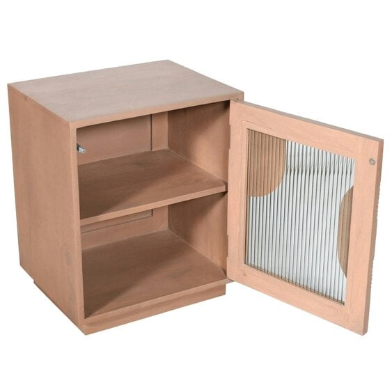 Wyld Haus New Mexico Natural Mango Wood Cabinet with Reeded Glass Door
