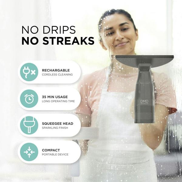 DMD Collective Window Vacuum - Cordless, Rechargeable, Includes Spray Kit