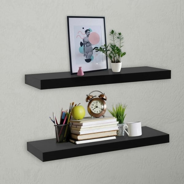 Berkfield Floating Wall Shelves 2 pcs Black 60x20x3.8 cm