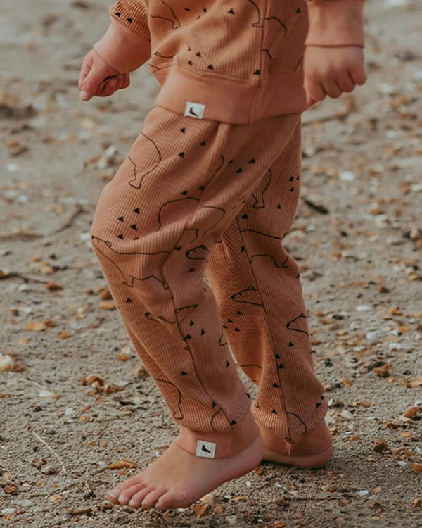 organic cotton Orange Sketch Bear Print Joggers - image 2