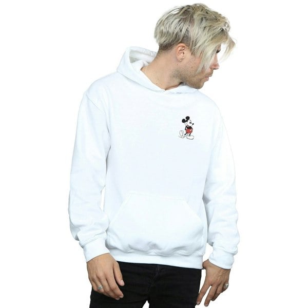 Disney Mens Mickey Mouse Kickin Retro Chest Hoodie - White