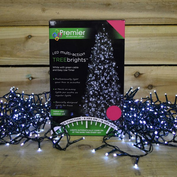 Samuel Alexander 2000 LED 50m Indoor Outdoor Christmas Multi Function Mains Operated String Lights with Timer in Cool White