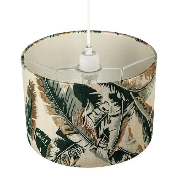Botanical and Tropical Jacquard Fabric Shade with Green Banana Leaves Image 3