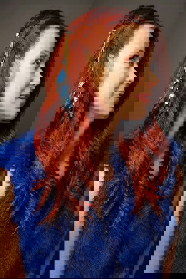 feather hair clips blue festival