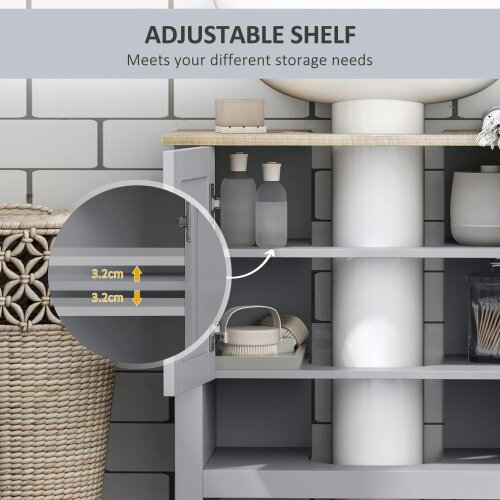 Wyld Haus Rola Grey Under Sink Vanity Storage Cabinet With Adjustable Internal Shelving