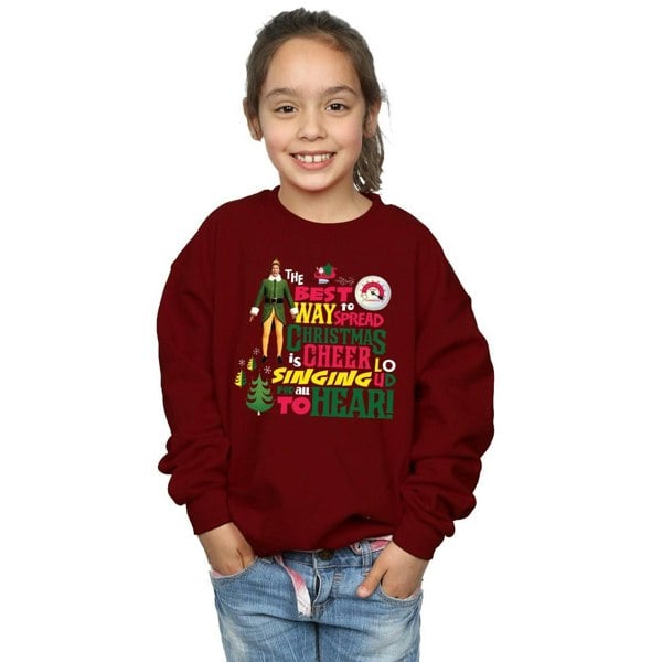 Elf Girls Christmas Cheer Sweatshirt - Burgundy