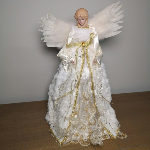 Samuel Alexander 40cm Premier Deluxe Christmas Angel Tree Topper Decoration in Gold & White