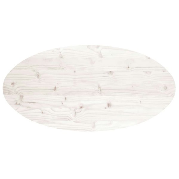 Berkfield Table Top White 100x50x2.5 cm Solid Wood Pine Oval