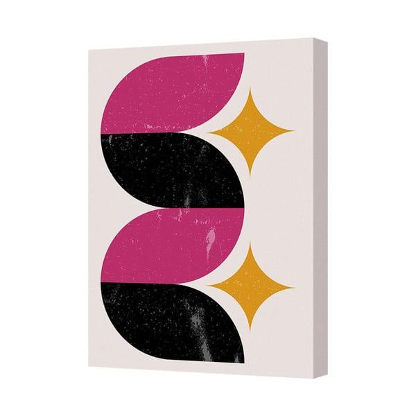 Benjamin Tate Design Abstract Geometric Canvas Wall Art Pink Black Gold Sparkles