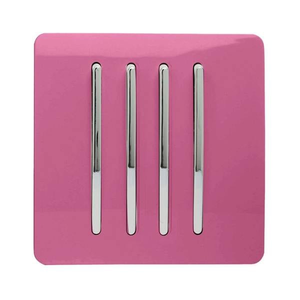 Trendi Switch 4 Gang 1 or 2 way Rocker Light Switch in Candy Pink