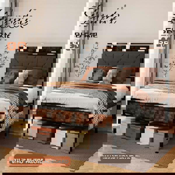 Levede Heavy Duty Bed Frame Metal Platform with Storage Headboard Single Double