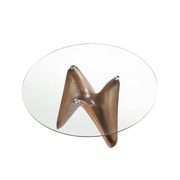 Angel Cerdá Round tempered glass and walnut dining table 1126