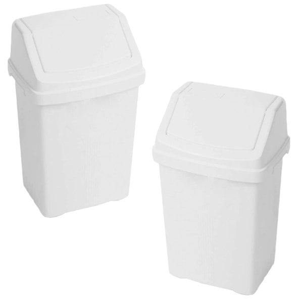 1 x 8L Ice White Flip Top Waste Rubbish Bin For Home, Office & Kitchen