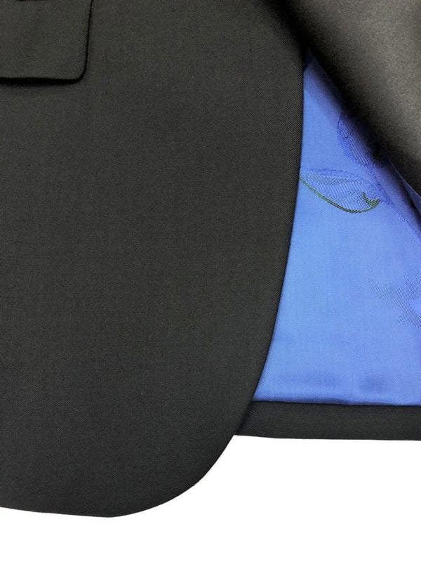 Black tuxedo zoomed in poly-viscose, wool blend material - Pamoni