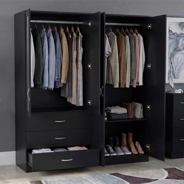 Vida Designs Riano 4 Door 3 Drawer Mirrored Wardrobe
