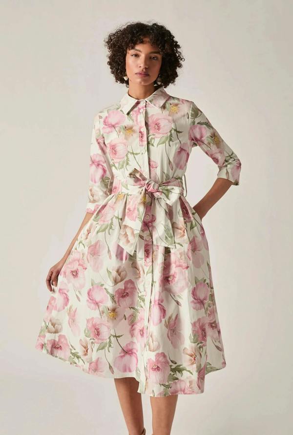 James Lakeland Pink Bloom Cotton Midi Dress