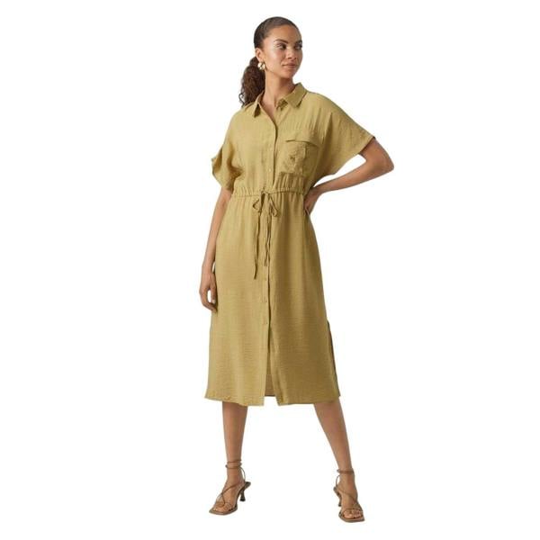 Vero Moda Womens/Ladies Iris Collared Midi Shirt Dress - Khaki - 