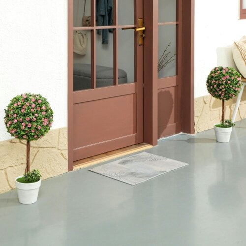 Wyld Haus Roviyo Set Of 2 Artificial Rose Flower Topiary Ball Trees In Pots H8 60cm Pink