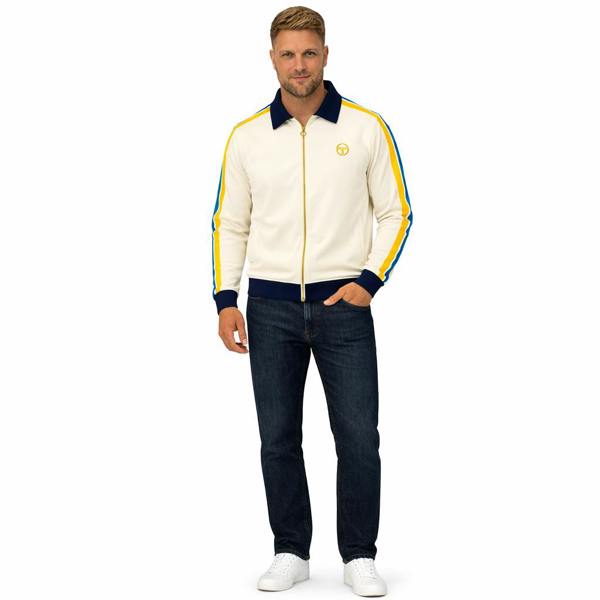 Sergio Tacchini Monte Velour Track Top Jacket Gardenia/Maritime Blue