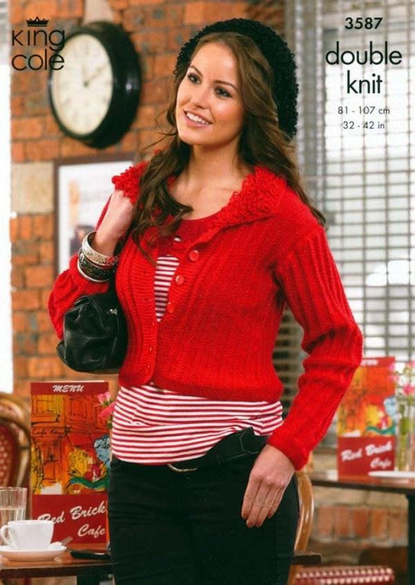 King Cole Glitz Knitting Pattern 3587, Waistcoats, Headwear, Cardigans for Women, 32 - 42 Inches - Advanced