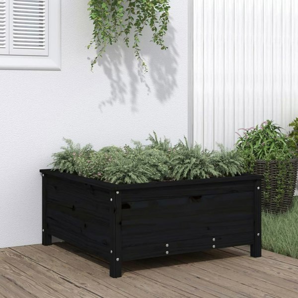 Berkfield Garden Planter Black 82.5x82.5x39 cm Solid Wood Pine