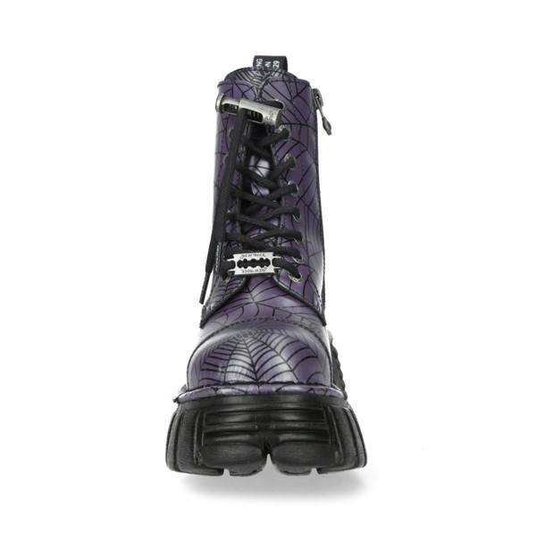 New Rock Purple Leather Gothic Military Biker Boots - MILI083CCT-C122
