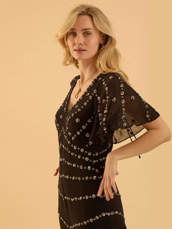 Rose & Nancy Rose Black Sequin Maxi Dress