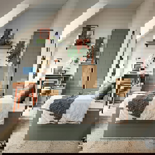 Furniture To Go Darwin Wardrobe 2 Door 2 Drawer in Green/Oak