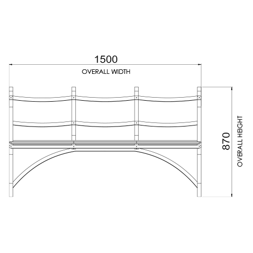 Norfolk Garden Furniture The 3 Seater Curved-Back Bench