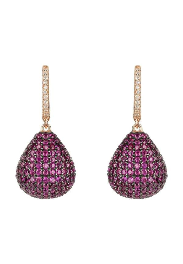 Valerie Pear Drop Gemstone Earring Rosegold Ruby - LATELITA Earrings
