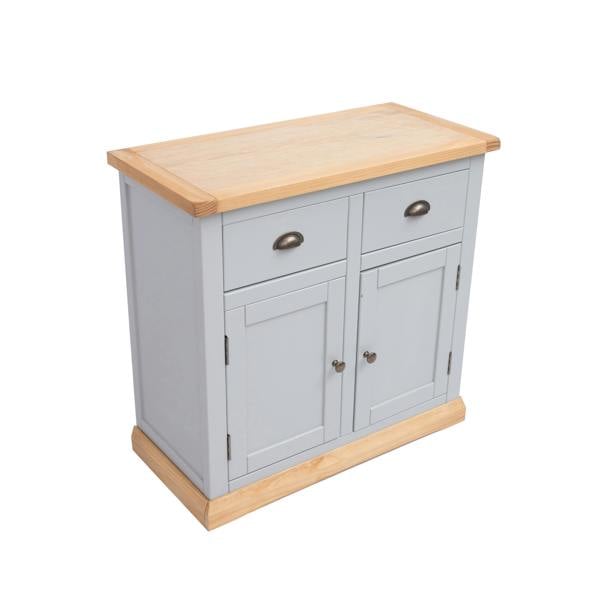 Cabinet Bits Bomporto Light Grey 2 Drawer 2 Door Sideboard Brass Cup Handle