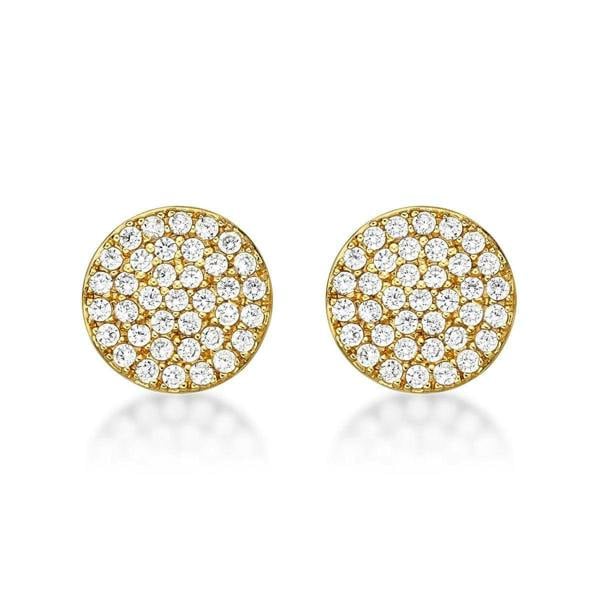 Gold Plated Round Disc Stud Earrings for Women - namana.london