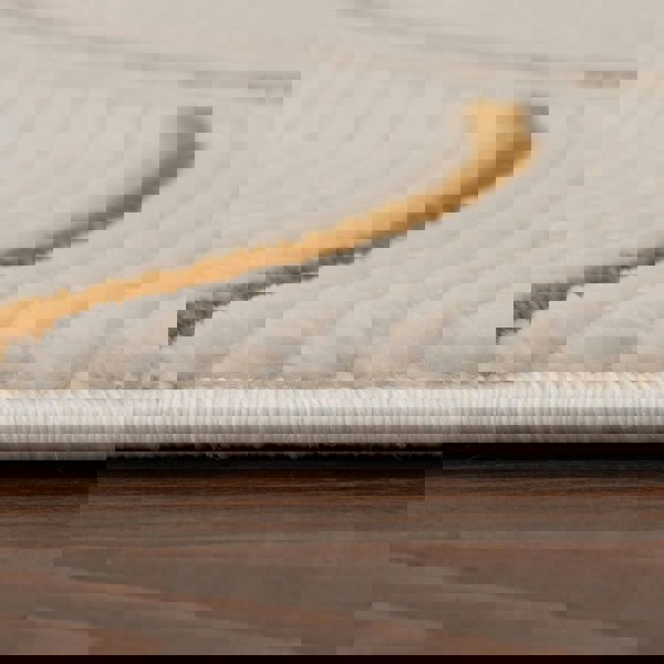 Living Room rug, gold-cream colours, geometric, practicality in mind, the rug is anti-allergic.