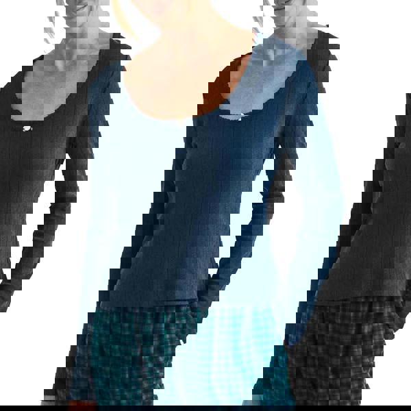 Nobody´s Child Womens/Ladies Pointelle Long-Sleeved Pyjama Top - Blue - 